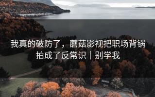 我真的破防了，蘑菇影视把职场背锅拍成了反常识｜别学我