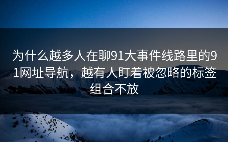 为什么越多人在聊91大事件线路里的91网址导航，越有人盯着被忽略的标签组合不放