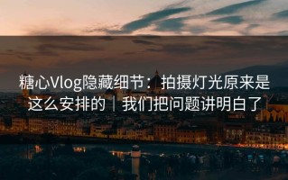 糖心Vlog隐藏细节：拍摄灯光原来是这么安排的｜我们把问题讲明白了
