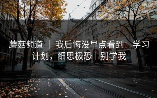 蘑菇频道 ｜ 我后悔没早点看到：学习计划，细思极恐｜别学我