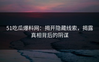 51吃瓜爆料网：揭开隐藏线索，揭露真相背后的阴谋