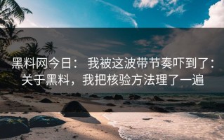 黑料网今日： 我被这波带节奏吓到了：关于黑料，我把核验方法理了一遍
