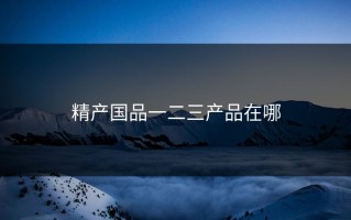 精产国品一二三产品在哪